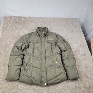 Makaveli Branded Womens Olive Green Down Filled Puffer Jacket Size Large